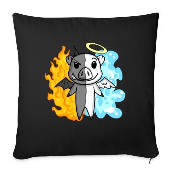 Pig - Angel and Devil - Sofa pillowcase 17,3'' x 17,3'' (45 x 45 cm) - black - Front