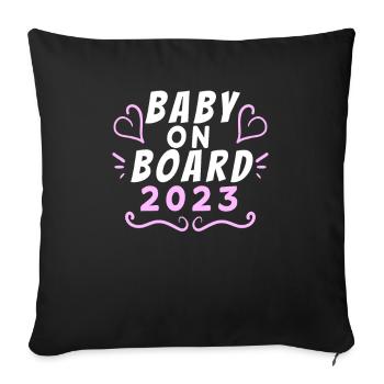 Bébé à bord des filles 2023 - Housse de coussin décorative 45 x 45 cm - noir - Devant