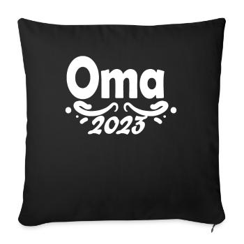 Oma 2023 Schwangerschaft verkünden - Sofakissenbezug 45 x 45 cm - Schwarz - Vorne