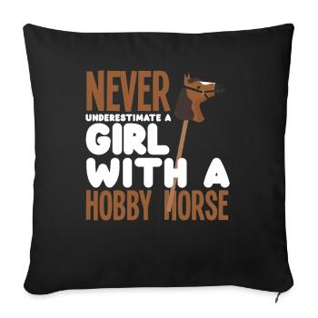 Girl Hobby Horse Hobby Horse Riding - Sofa pillowcase 17,3'' x 17,3'' (45 x 45 cm) - black - Front
