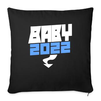 Bébé 2022 - Naissance Enceinte 2022 - Housse de coussin décorative 45 x 45 cm - noir - Devant