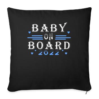 Bébé 2022 - Naissance Enceinte 2022 - Housse de coussin décorative 45 x 45 cm - noir - Devant