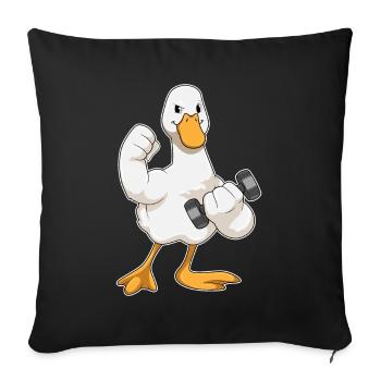 Ente Bodybuilder Hantel Bodybuilding - Sofakissenbezug 45 x 45 cm - Schwarz - Vorne