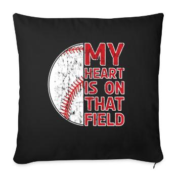 Mon cœur est sur ce terrain Baseball - Housse de coussin décorative 45 x 45 cm - noir - Devant