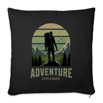 Adventure Explorer Montagnes Amoureux de la nature - Housse de coussin décorative 45 x 45 cm - noir - Devant