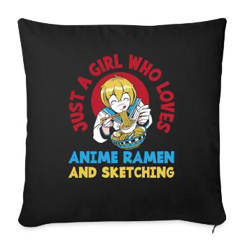 Girl Anime Ramen Drawing Gift - Sofa pillowcase 17,3'' x 17,3'' (45 x 45 cm) - black - Front