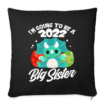 Dinosaure Enceinte Sœur Progéniture 2022 - Housse de coussin décorative 45 x 45 cm - noir - Devant