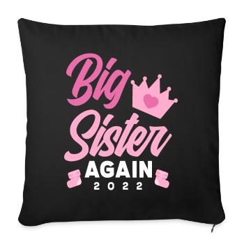 Encore une fois, annonce de grossesse de sœur 2022 - Housse de coussin décorative 45 x 45 cm - noir - Devant