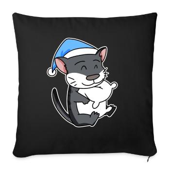 Katze Katzenrasse Norwegische Waldkatze - Sofakissenbezug 45 x 45 cm - Schwarz - Vorne