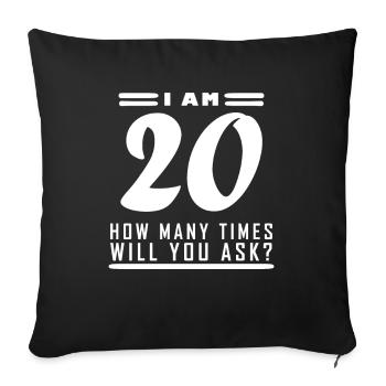 J’ai 20 – 20 ans cadeau d’anniversaire - Housse de coussin décorative 45 x 45 cm - noir - Devant