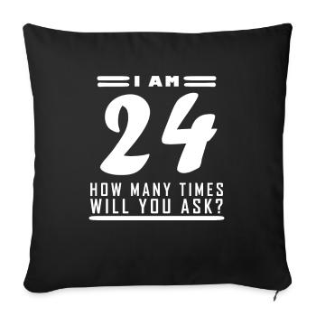 J’ai 24 ans – 24e anniversaire - Housse de coussin décorative 45 x 45 cm - noir - Devant