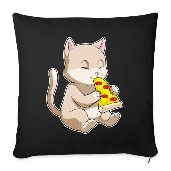 Cat Pizza - Sofa pillowcase 17,3'' x 17,3'' (45 x 45 cm) - black - Front