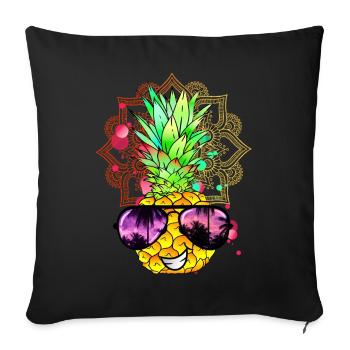 Pineapple Mandala - Sofa pillowcase 17,3'' x 17,3'' (45 x 45 cm) - black - Front