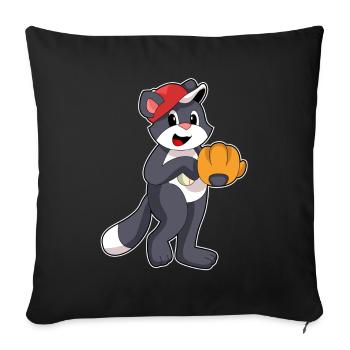 Cat Baseball Baseball Glove - Sofa pillowcase 17,3'' x 17,3'' (45 x 45 cm) - black - Front