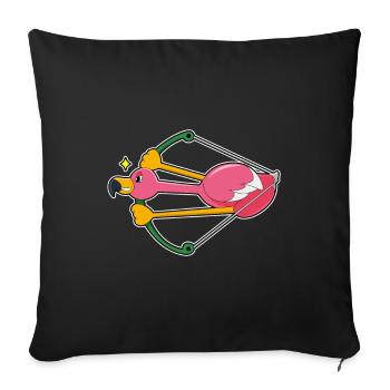 Flamant rose comme une flèche avec arc - Housse de coussin décorative 45 x 45 cm - noir - Devant