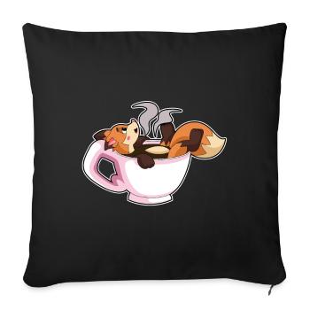 Fox Cup of Coffee - Sofa pillowcase 17,3'' x 17,3'' (45 x 45 cm) - black - Front