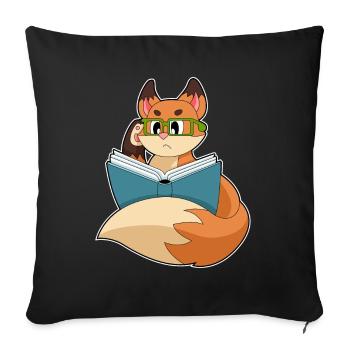 Fuchs Nerd Buch Brille - Sofakissenbezug 45 x 45 cm - Schwarz - Vorne