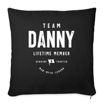 Nom personnalisé du membre à vie de l’équipe Danny - Housse de coussin décorative 45 x 45 cm - noir - Devant