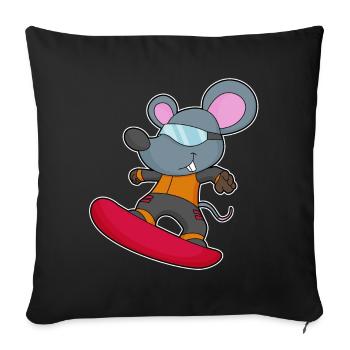 Mouse Snowboarder Snowboard - Housse de coussin décorative 45 x 45 cm - noir - Devant