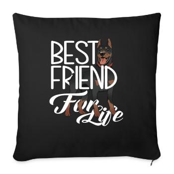 Dog Doberman Owner Friends - Sofa pillowcase 17,3'' x 17,3'' (45 x 45 cm) - black - Front
