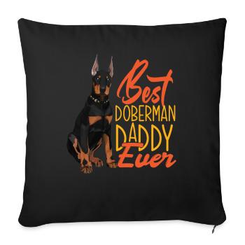 Meilleur Doberman Père Papa - Housse de coussin décorative 45 x 45 cm - noir - Devant