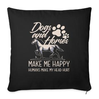 Les chiens et les chevaux me rendent heureux - Housse de coussin décorative 45 x 45 cm - noir - Devant