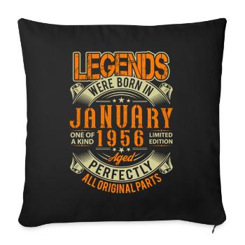 1956 Légende de l’anniversaire de janvier - Housse de coussin décorative 45 x 45 cm - noir - Devant