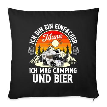 Camping Camper Campen - Sofakissenbezug 45 x 45 cm - Schwarz - Vorne