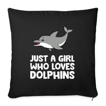 Juste une fille qui aime les dauphins Drôles de grands dauphins - Housse de coussin décorative 45 x 45 cm - noir - Devant