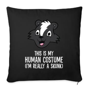 C’est mon costume humain, je suis vraiment une mouffette - Housse de coussin décorative 45 x 45 cm - noir - Devant