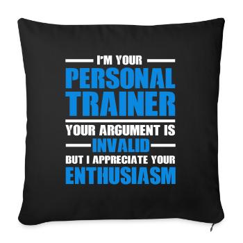 Fitness Workout Motivation Entraîneur personnel - Housse de coussin décorative 45 x 45 cm - noir - Devant
