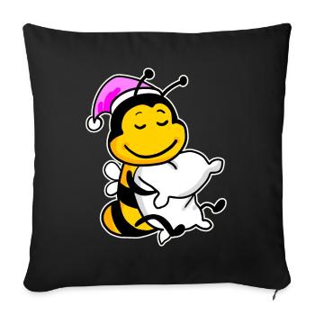 Bee with pillow and sleeping cap - Sofa pillowcase 17,3'' x 17,3'' (45 x 45 cm) - black - Front
