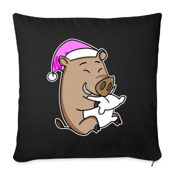 Sanglier avec oreiller et bonnet de couchage - Housse de coussin décorative 45 x 45 cm - noir - Devant