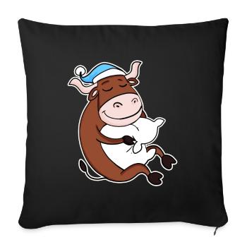 Ox with pillow and sleeping cap - Sofa pillowcase 17,3'' x 17,3'' (45 x 45 cm) - black - Front