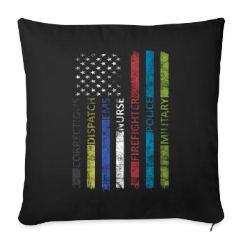 Amerikanische Flagge - Patriotisch - Sofakissenbezug 45 x 45 cm - Schwarz - Vorne