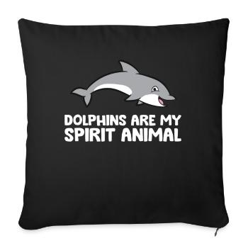 Dolphins Are My Spirit Animal - Sofa pillowcase 17,3'' x 17,3'' (45 x 45 cm) - black - Front