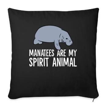 Manatees Are My Spirit Animal Funny Manatee - Sofa pillowcase 17,3'' x 17,3'' (45 x 45 cm) - black - Front