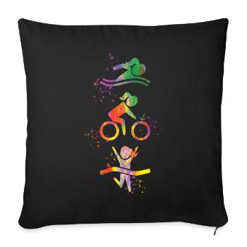 Watercolors Women Triathlon - Sofa pillowcase 17,3'' x 17,3'' (45 x 45 cm) - black - Front