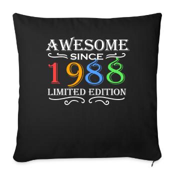 1988 - Born 1988 - Sofa pillowcase 17,3'' x 17,3'' (45 x 45 cm) - black - Front
