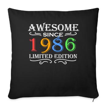 1986 - Born 1986 - Sofa pillowcase 17,3'' x 17,3'' (45 x 45 cm) - black - Front