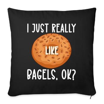 Bagel Food Gift Bagel - Sofa pillowcase 17,3'' x 17,3'' (45 x 45 cm) - black - Front