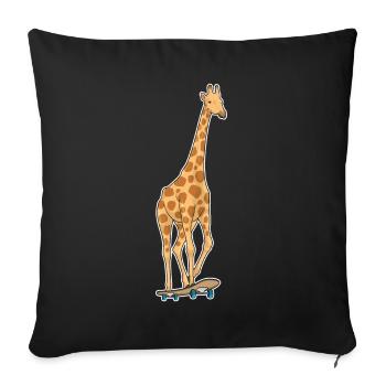 Girafe Skater Skateboard - Housse de coussin décorative 45 x 45 cm - noir - Devant