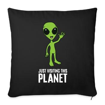 Alien Ufo Just Visiting This Planet - Sofa pillowcase 17,3'' x 17,3'' (45 x 45 cm) - black - Front