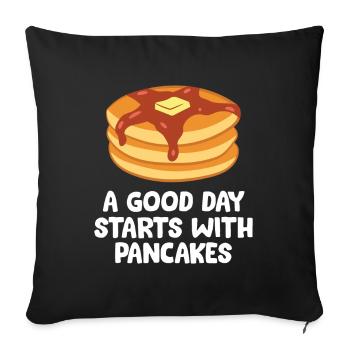 Une bonne journée commence avec des crêpes - Housse de coussin décorative 45 x 45 cm - noir - Devant