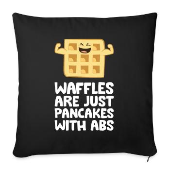 Les gaufres ne sont que des crêpes avec des gaufres drôles d’abdos - Housse de coussin décorative 45 x 45 cm - noir - Devant