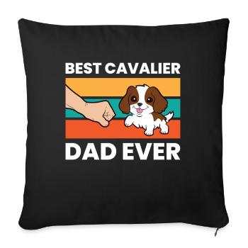 Meilleur Cavalier Papa Jamais Cavalier King Charles - Housse de coussin décorative 45 x 45 cm - noir - Devant