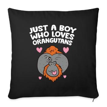 Juste un garçon qui aime les orangs-outans - Housse de coussin décorative 45 x 45 cm - noir - Devant