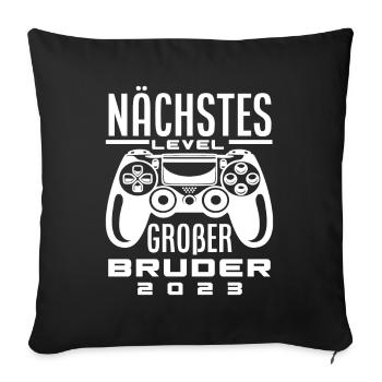 Nächstes Level Bruder Gamer 2023 Sohn Nachwuchs - Sofakissenbezug 45 x 45 cm - Schwarz - Vorne