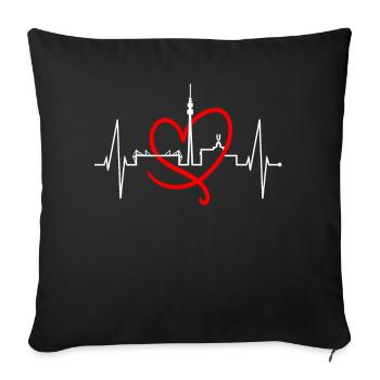 Dortmund Skyline Heartbeat Stadium Fan Dortmunder - Sofa pillowcase 17,3'' x 17,3'' (45 x 45 cm) - black - Front