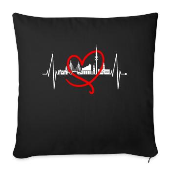 Hamburg Skyline Heartbeat Hamburg Dear Fan - Sofa pillowcase 17,3'' x 17,3'' (45 x 45 cm) - black - Front